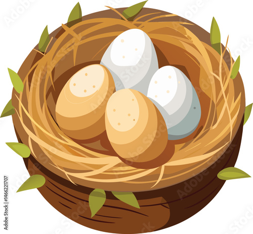 Bird nest with eggs