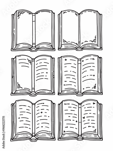 Opened book line art clean minimalist artwork.eps