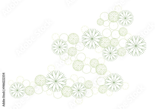 architecture drawing plant tree top view plan greenery vegetation vector. design nature architectural landscape set element illustration bush garden flora sapling minimal. architect isolated.