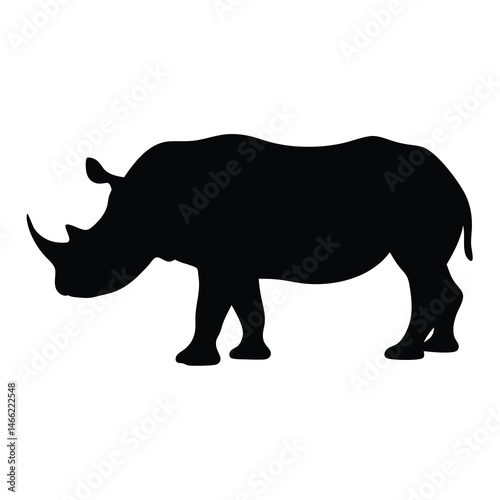 rhino vector silhouette icon - , ideal for wildlife, safari, and animal-themed illustrations. photo