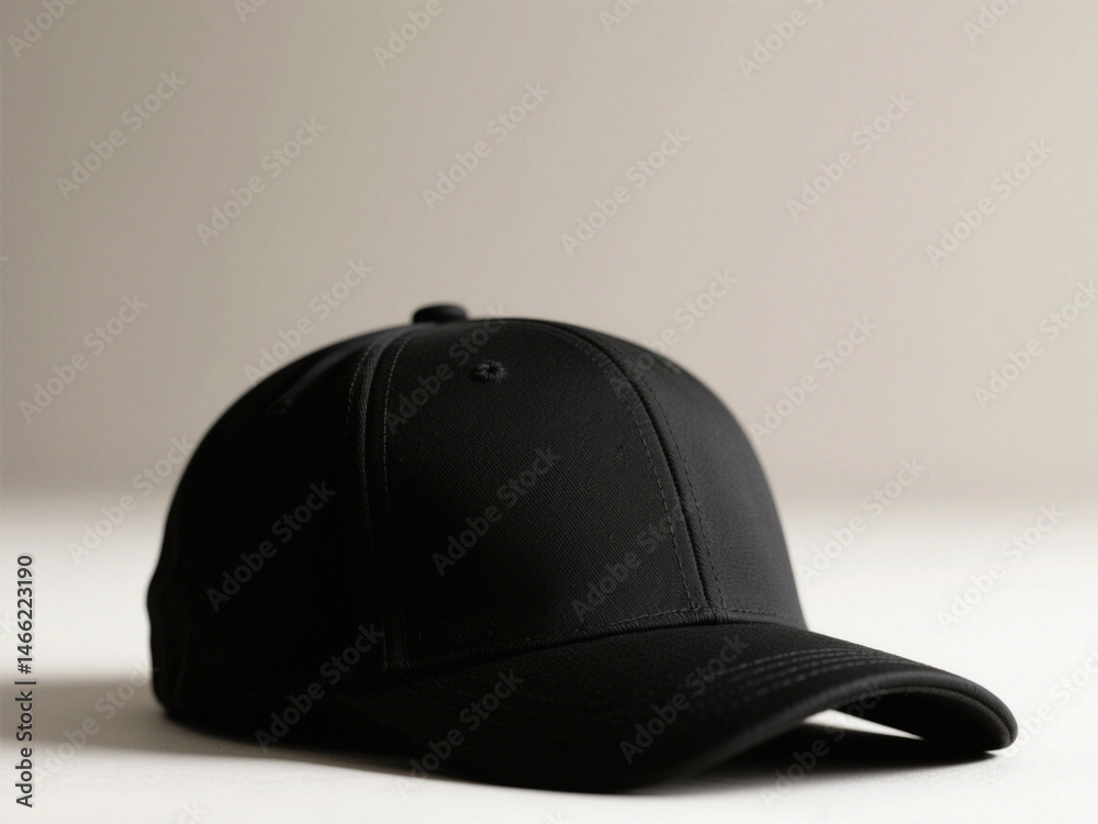 Fototapeta premium Black stylish cap on a light background 