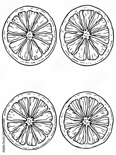 orange fruits arranged with perfect symmetry line art.eps