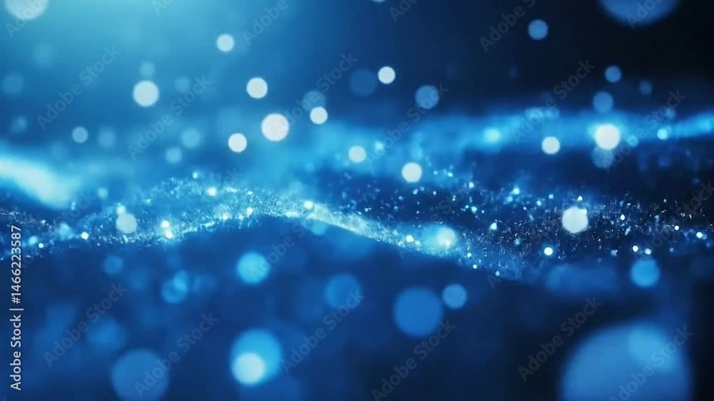 Dynamic blue particle wave background animation for modern technology and science projects