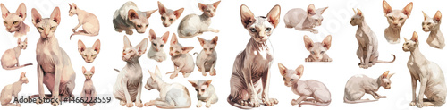 sphynx cat watercolor clipart