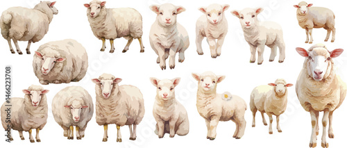 sheep watercolor clipart