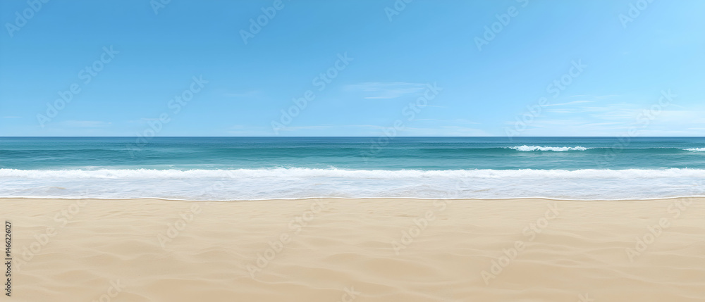 Fototapeta premium Empty Beach Scene Under Clear Sky