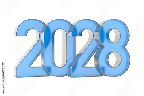 2028 new year on white back...