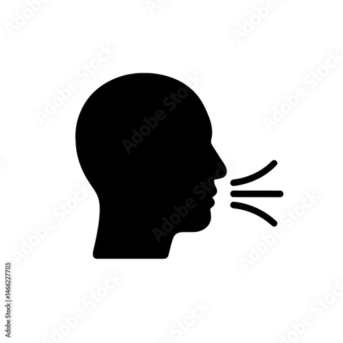 Solid breathing icon with exhaling person silhouette