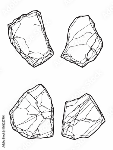 Pieces Broken Glass Line Art Creative Artwork Ideas.eps