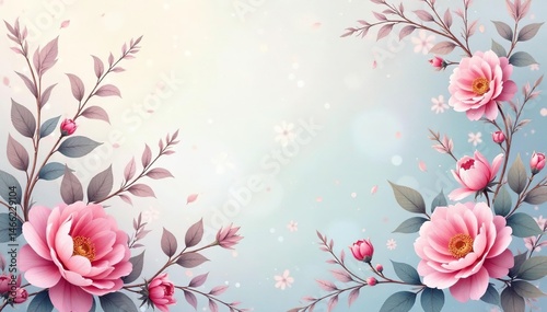Delicate floral damask wallpaper, soft pastel hues, romantic, pattern