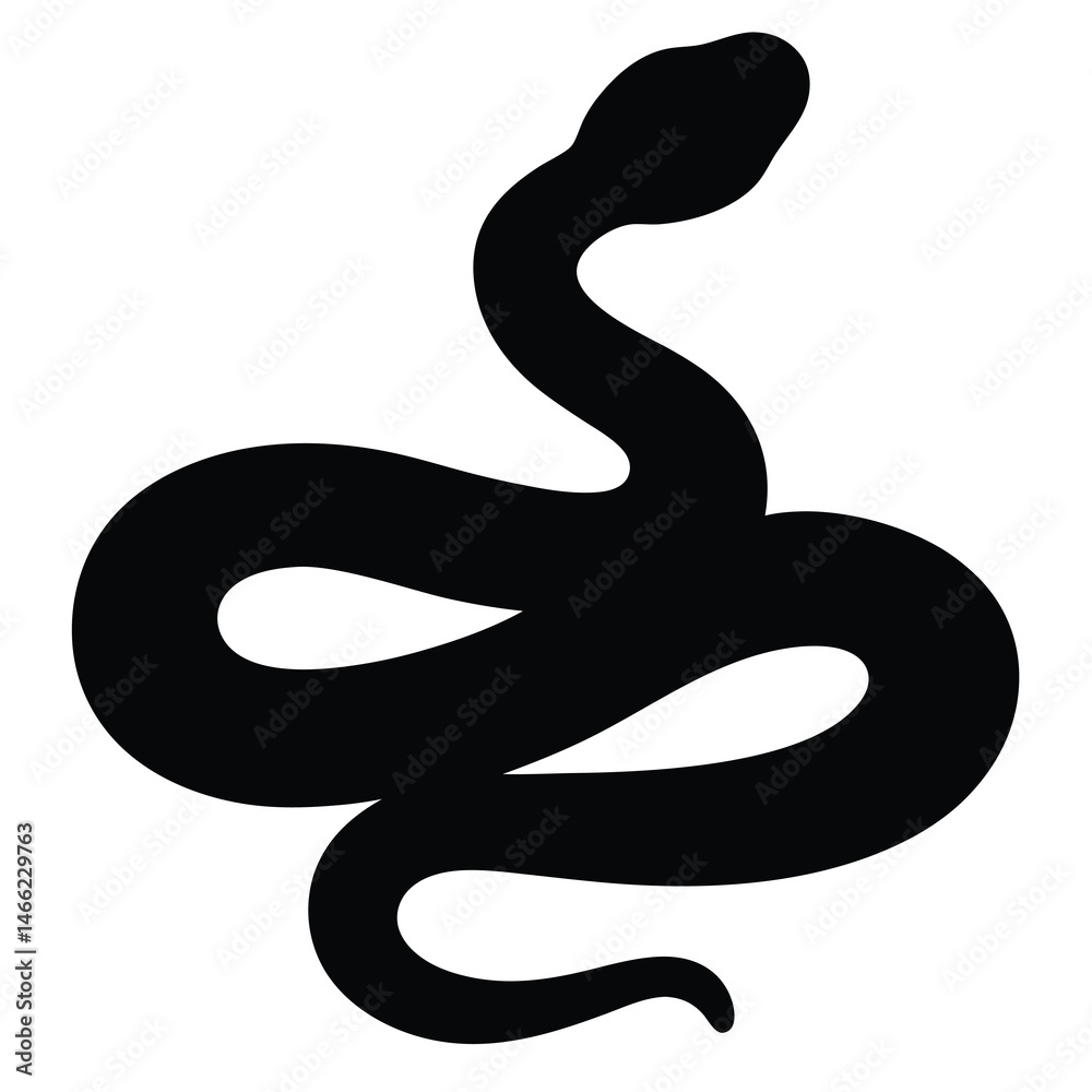 Obraz premium snake vector silhouette icon - , ideal for wildlife, safari, and animal-themed illustrations.