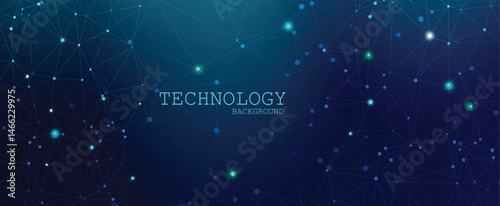 Blue Abstract Glowing Network Technology Background