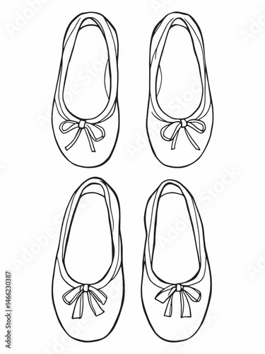 Pink Ballet Shoes Line Art Elegant Dance Design.eps