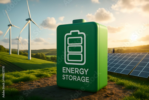 Obraz na płótnie Green energy storage for sustainable future. w salonie