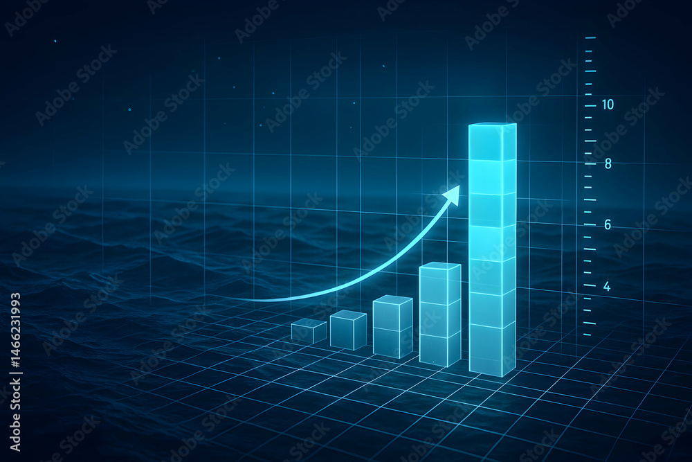 Modern digital graph showcasing growth trend.