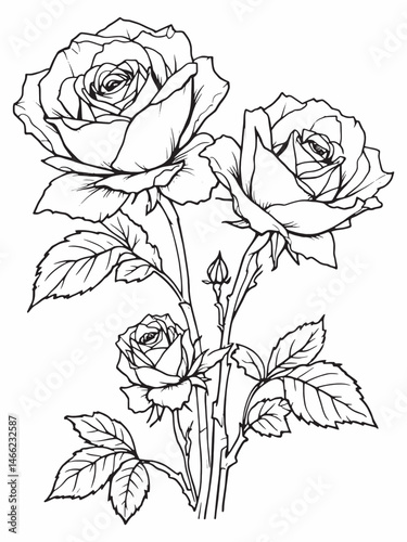 Pink rose flower line art modern minimalist style.eps