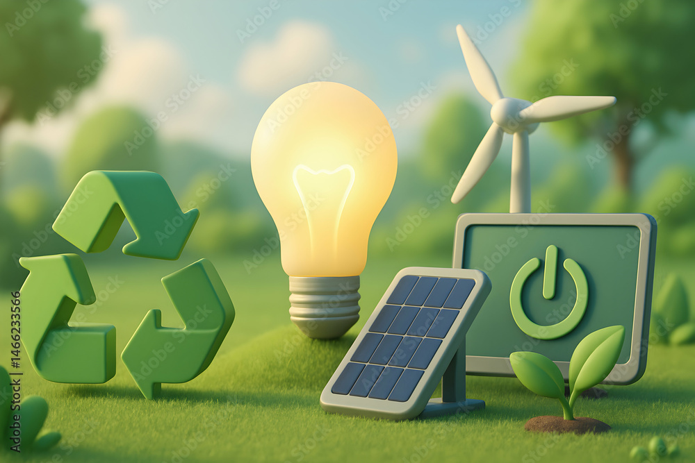 Sustainable energy concept with eco-friendly icons.