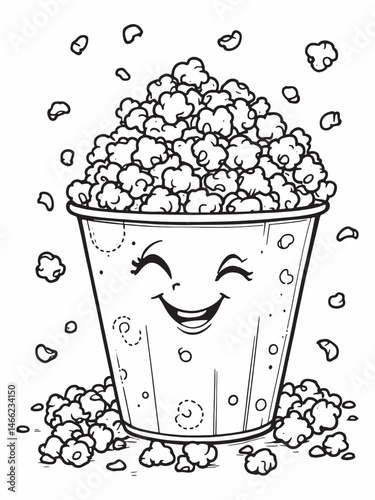 popcorn bucket line art clean elegant sketch design style.eps