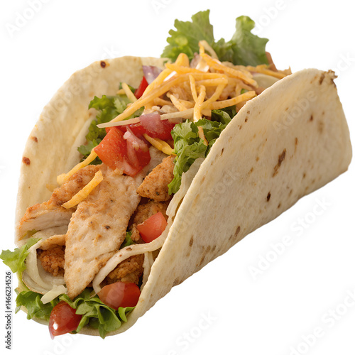 Chicken taco isolation on transparent background