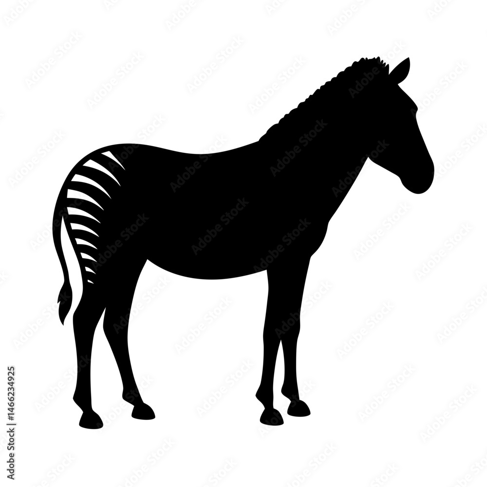 Obraz premium zebra vector silhouette icon - , ideal for wildlife, safari, and animal-themed illustrations.