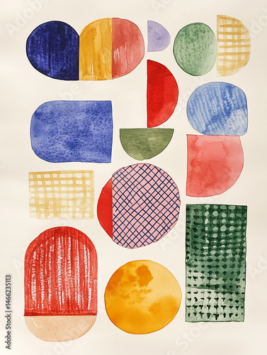set of watercolor paint strokes and patterns