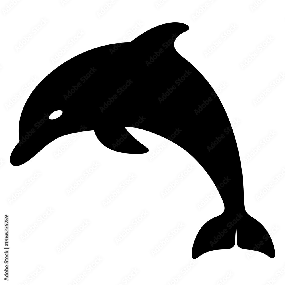 Fototapeta premium dolphin vector silhouette icon - , ideal for wildlife, safari, and animal-themed illustrations.