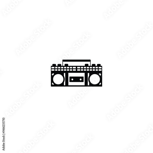 Retro Boombox silhouette on white background