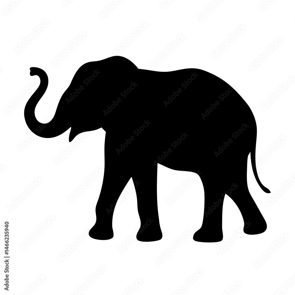 Fototapeta premium elephant vector silhouette icon - , ideal for wildlife, safari, and animal-themed illustrations.