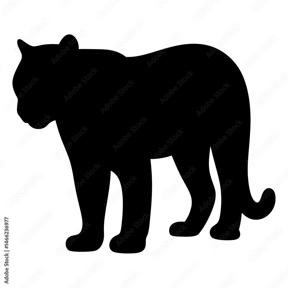 Fototapeta premium leopard vector silhouette icon - , ideal for wildlife, safari, and animal-themed illustrations.