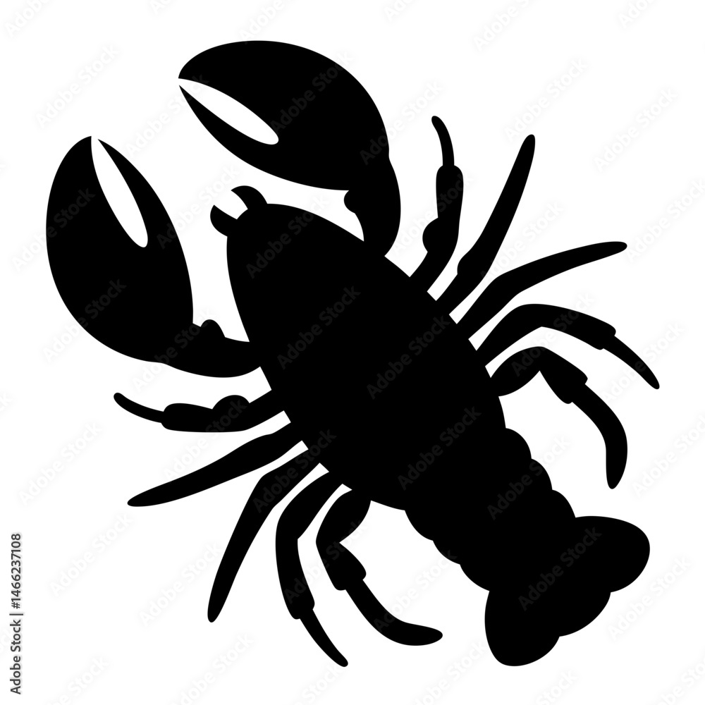 Obraz premium lobster vector silhouette icon - , ideal for wildlife, safari, and animal-themed illustrations.