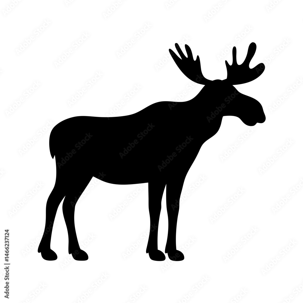 Obraz premium moose vector silhouette icon - , ideal for wildlife, safari, and animal-themed illustrations.