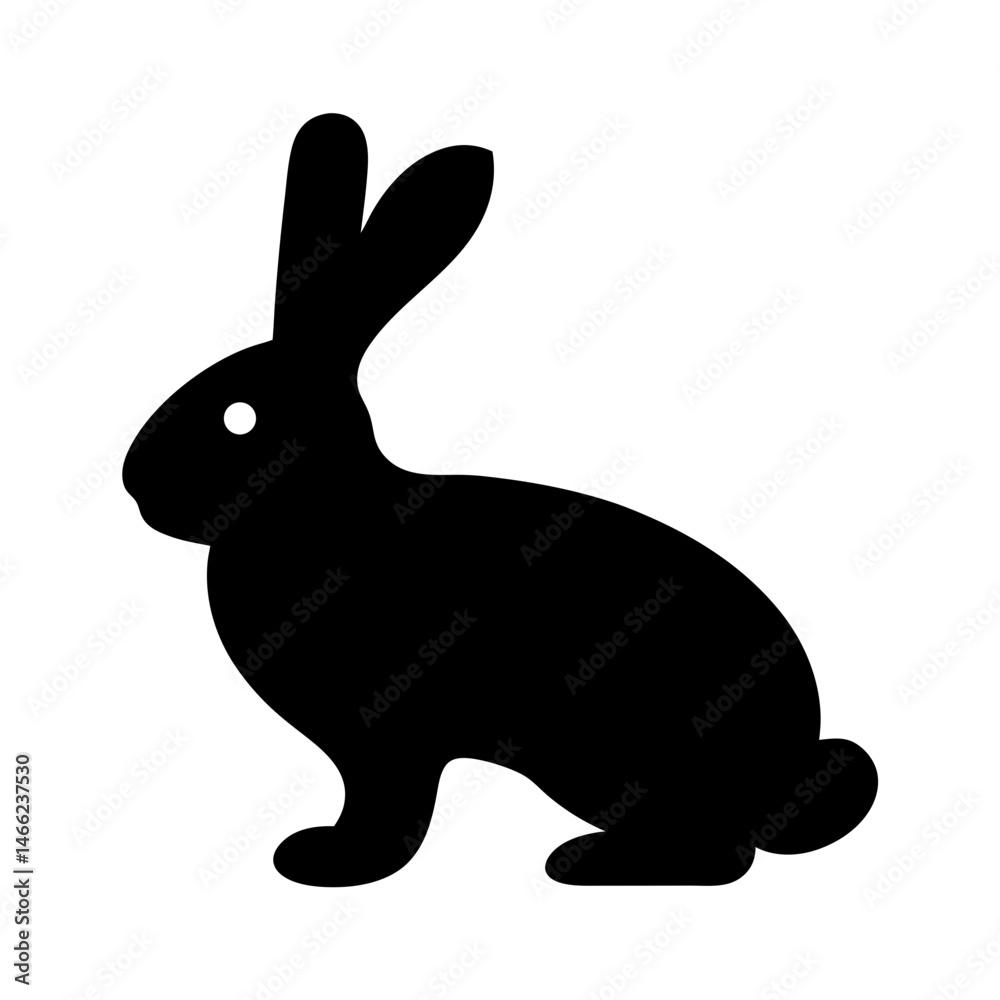 rabbit vector silhouette icon - , ideal for wildlife, safari, and animal-themed illustrations.