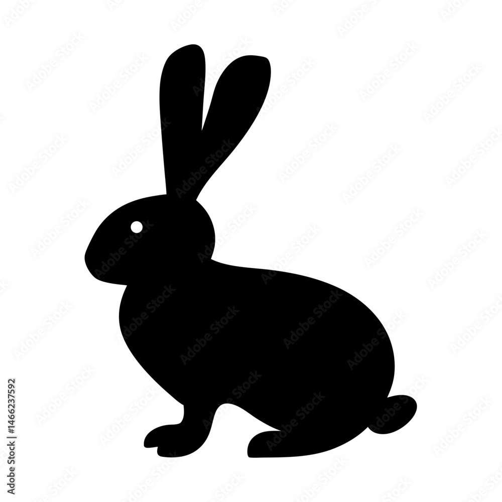 Obraz premium rabbit vector silhouette icon - , ideal for wildlife, safari, and animal-themed illustrations.