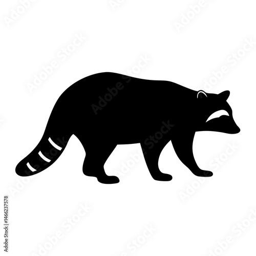 raccoon vector silhouette icon - , ideal for wildlife, safari, and animal-themed illustrations.
