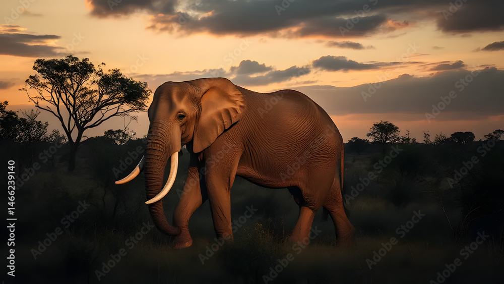 Obraz premium elephant at sunset