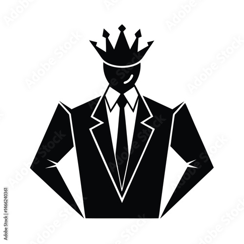 Elegant silhouette of a business professional crowned in triumph with a formal suit and tie