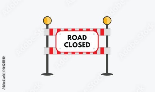 Traffic road closed barrier vector design