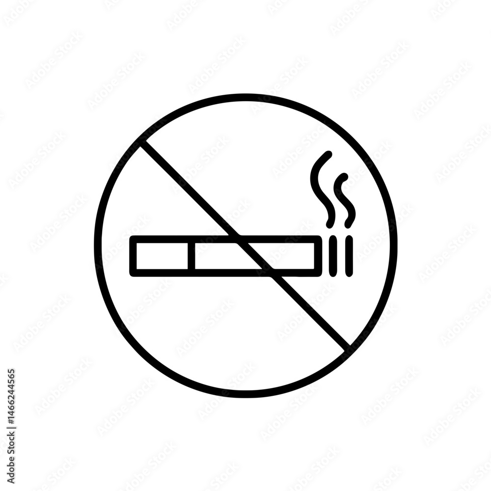No smoking icon outline for anti-smoking campaigns