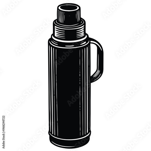 Vintage thermos flask vector illustration on white background