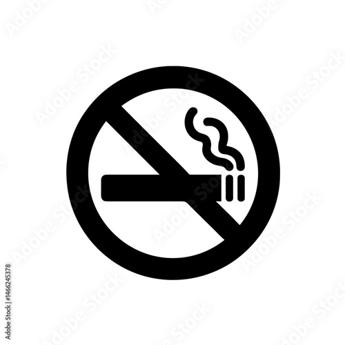 Solid no smoking icon for healthy lifestyle awareness