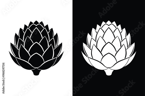Minimalist Artichoke Silhouette. Bold Healthy Vegetable Illustration