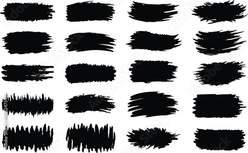 Grunge Stroke Brush Set Vector Bundle with Rough Textured Lines Distressed Paint Strokes and Bold Artistic Elements for Digital Art Design Projects Backgrounds and Creative Graphic Work
