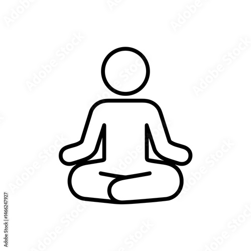 Meditation pose outline icon for mental wellness