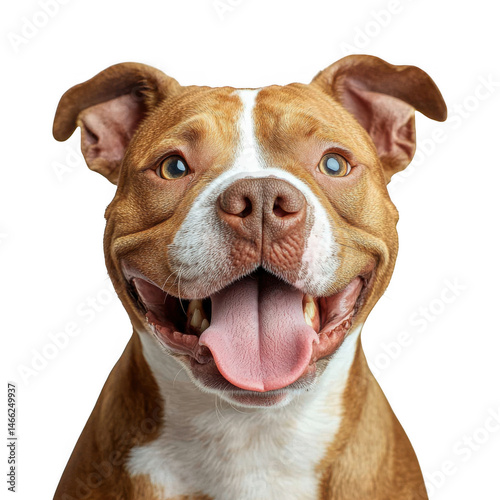 Happy dog portrait close up isolated on transparent background
