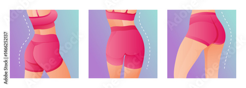 Perfect slim toned young of the Women. sporty women in sportswear, shorts butt icon for mobile apps, slim body.	