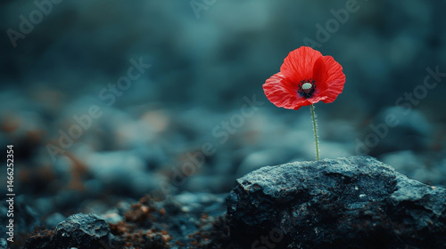 World War remembrance day. Red poppy is symbol of remembrance to those fallen in war