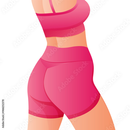 Perfect slim toned young of the Women. sporty women in sportswear, shorts butt icon for mobile apps, slim body.	