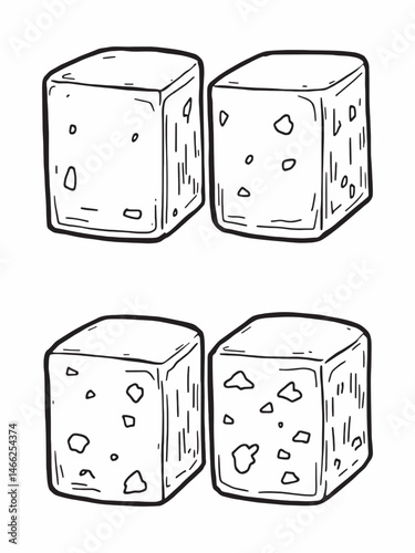 Set of sugar cubes line art simple drawing.eps