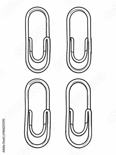 Silver paper clip line art minimalist office style.eps