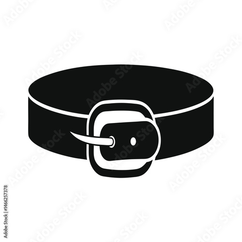 Black leather belt fashion accessory on white background